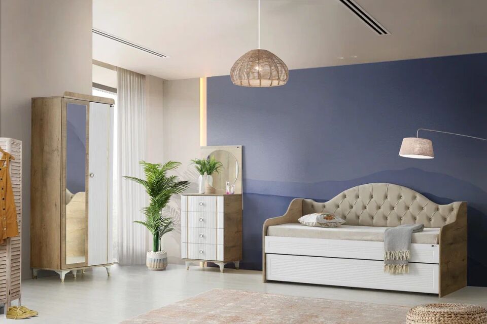 Gitar Tuna 2 Kapılı Dolap Sedir Karyola Genç Odası Takımı