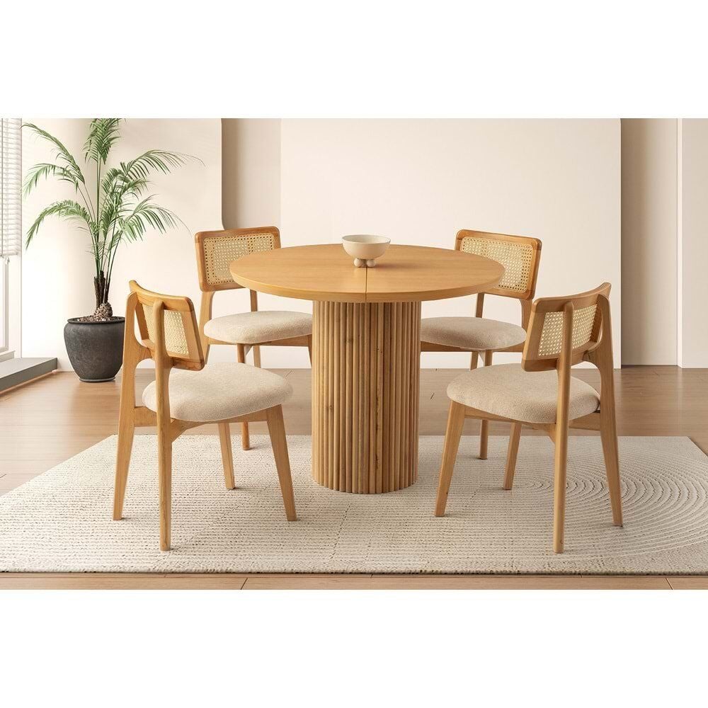 Mobilgen Naturel 4 Adet Kuzey Sandalye Hilton 100+35 Açılabilir Masa Takımı