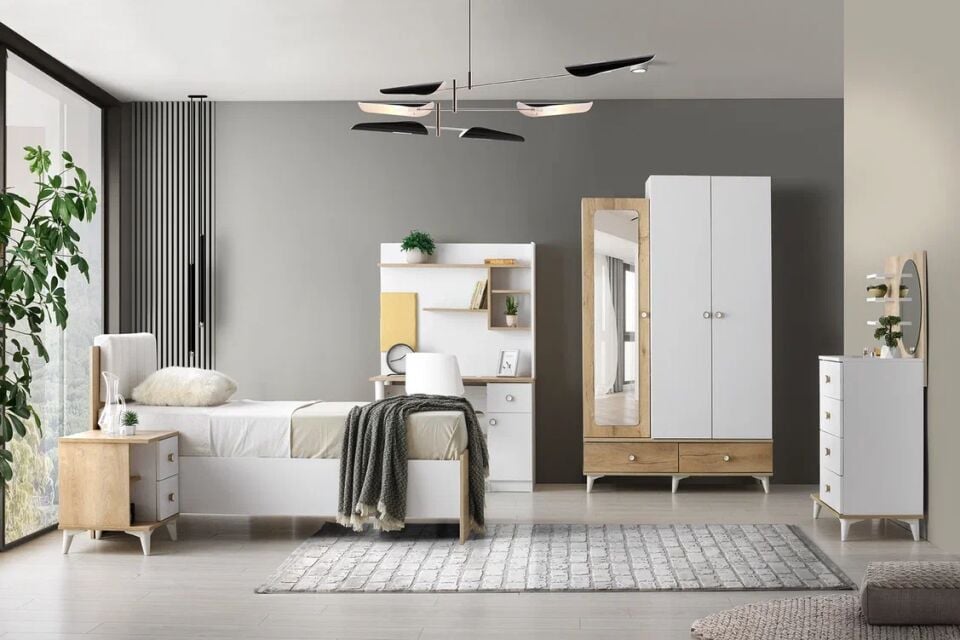 Gitar Kolej 3 Kapılı Dolap Karyola Genç Odası Takımı