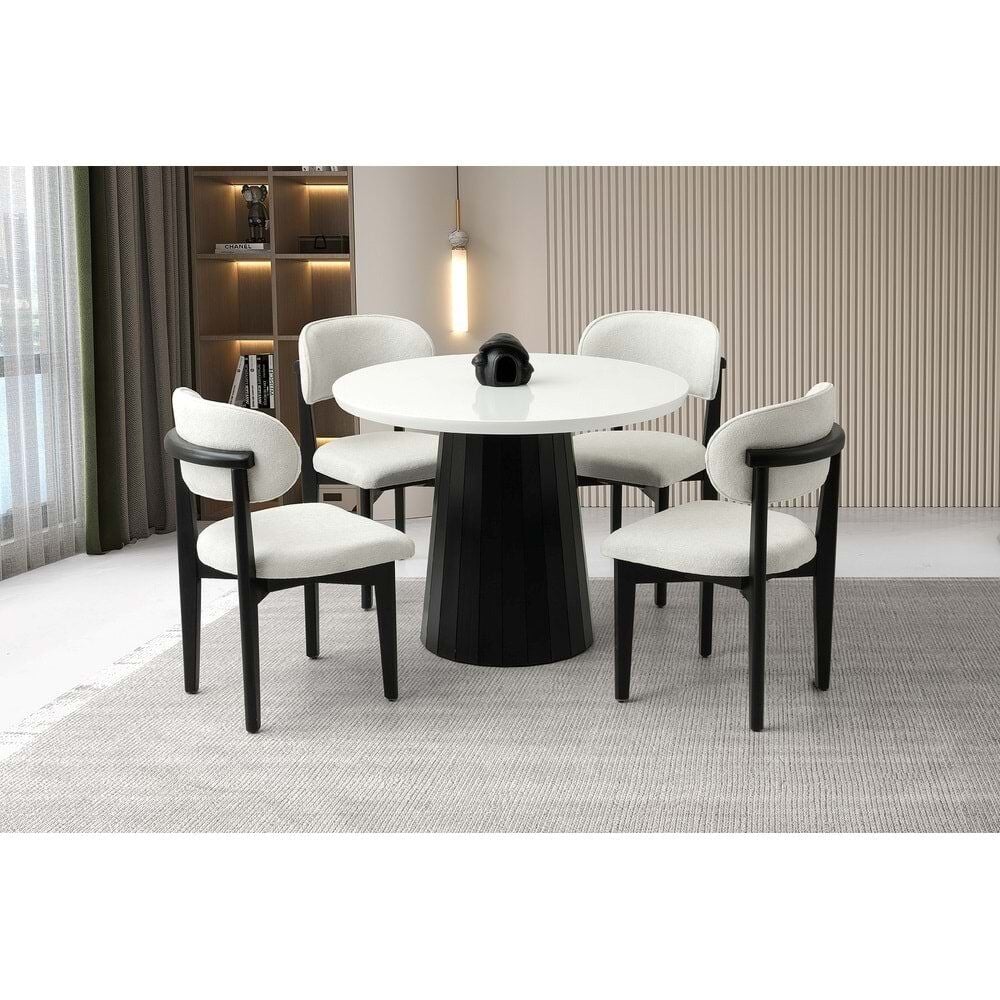 Mobilgen Siyah 4 Adet Nergis Sandalye Orkide Masa Takımı