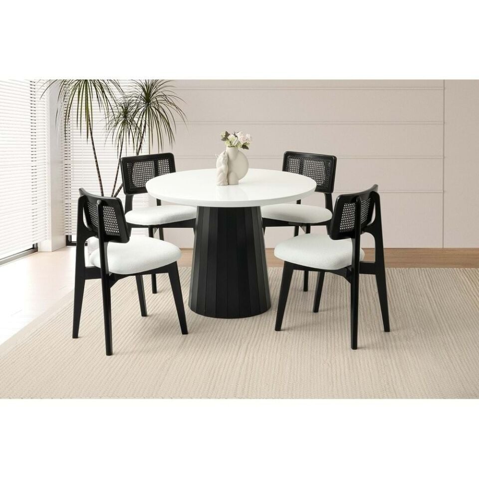 Mobilgen Siyah 4 Adet Kuzey Sandalye Orkide Masa Takımı