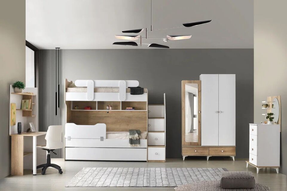 Gitar Kolej 3 Kapılı Dolap Ranzalı Genç Odası Takımı