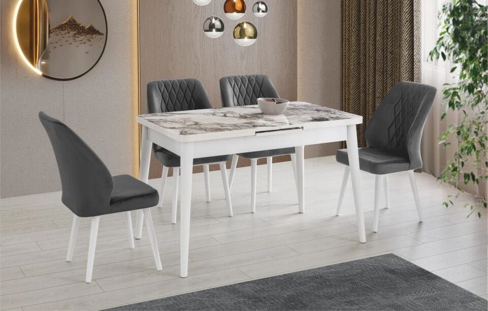 Beyaz / Efes - Hilal Sandalye Açılabilir Masa Takımı