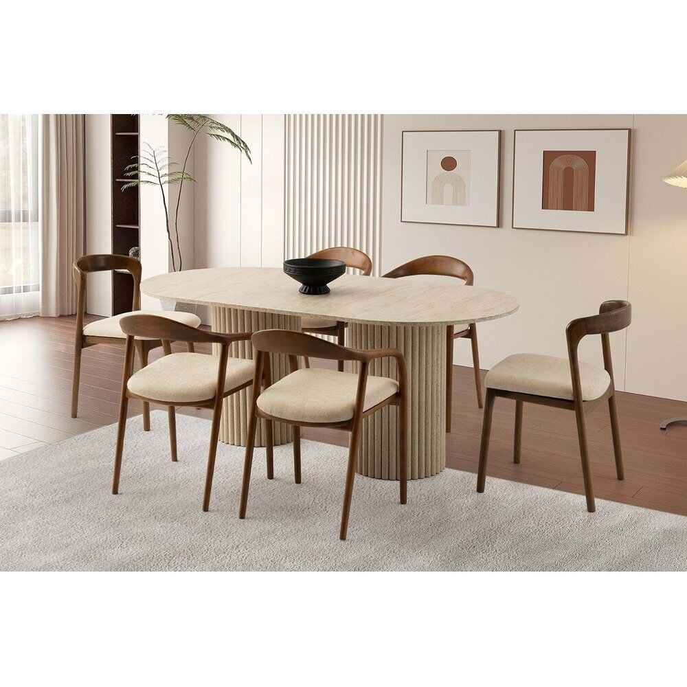 Mobilgen 4 Adet Yılan Sandalye Kollu - 2 Adet Yılan Kolsuz Sandalye Pamukkale Masa Takımı