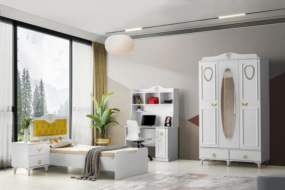 Gitar Venedik 3 Kapılı Dolap Karyola Genç Odası Takımı