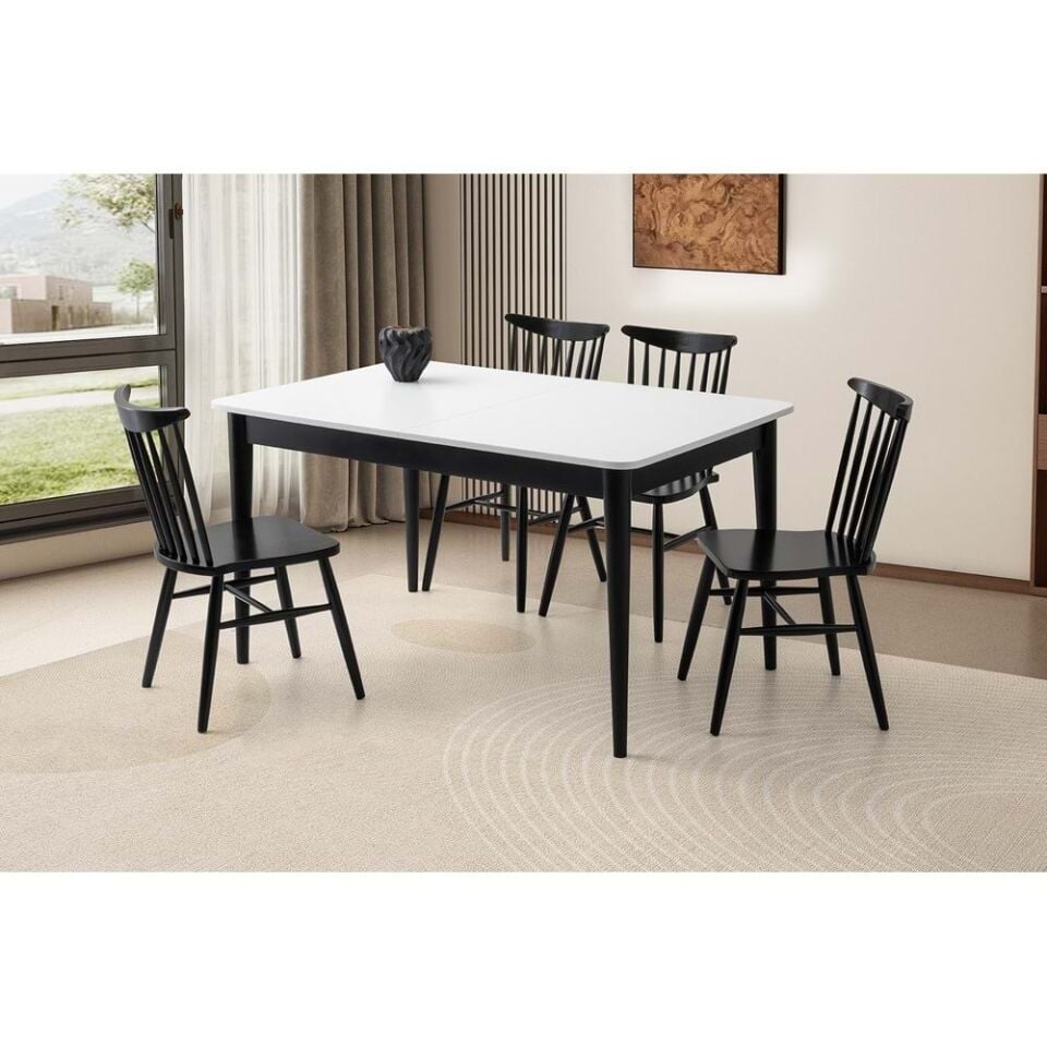 Mobilgen Beyaz 4 Adet Diva Sandalye 140+30 Açılabilir Fidan Masa Takımı