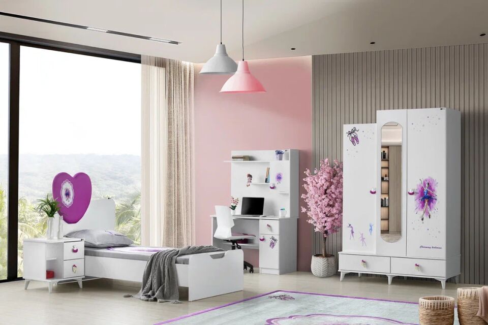 Gitar Balerin 3 Kapılı Dolap Karyola Genç Odası Takımı