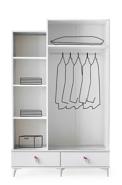 Gitar Balerin 3 Kapılı Dolap