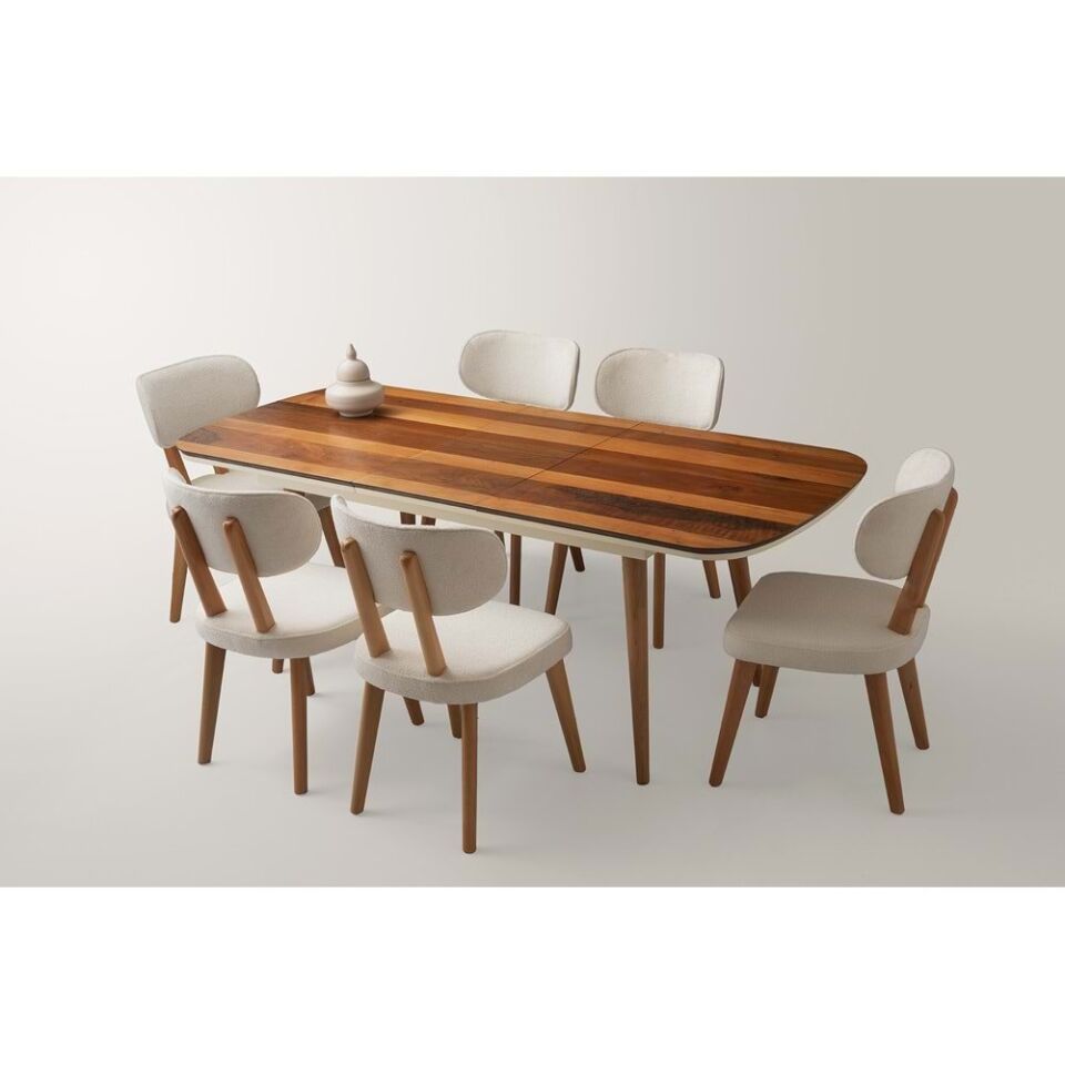 Mobilgen 4 Adet Masal Sandalye 170+35 Açılabilir Çınar Masa Takımı