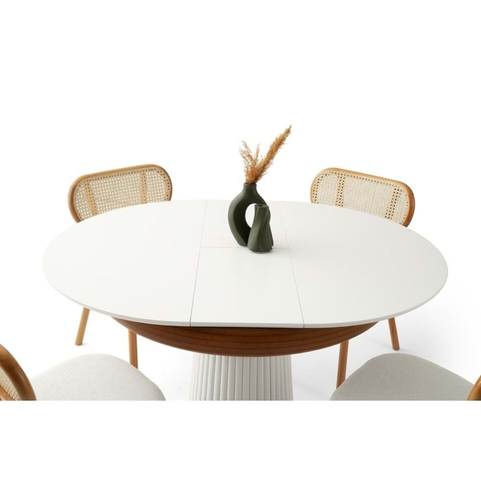 Mobilgen (Sadece Masa) Beyaz Palermo 100+30 Açılabilir Masa