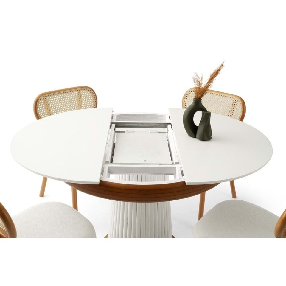 Mobilgen (Sadece Masa) Beyaz Palermo 100+30 Açılabilir Masa