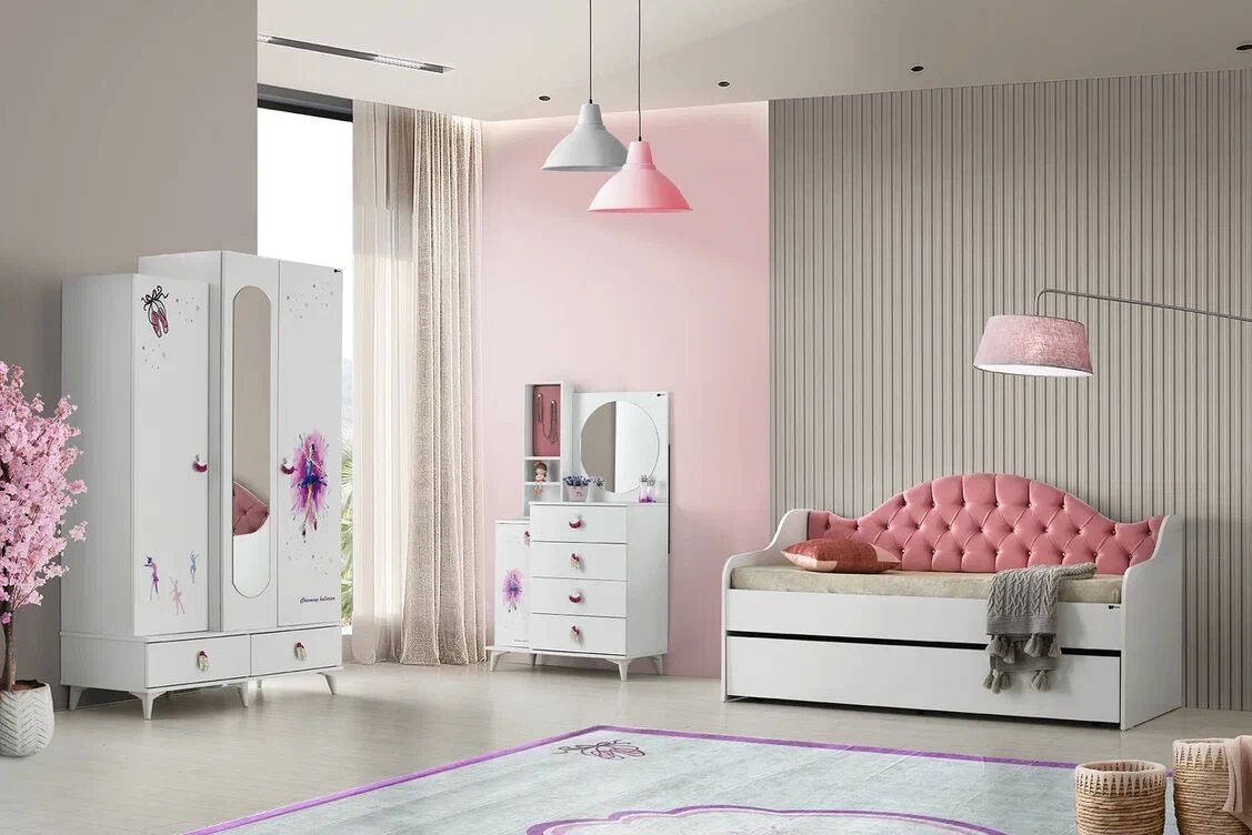 Gitar Balerin 3 Kapılı Dolap Sedir Karyola Genç Odası Takımı