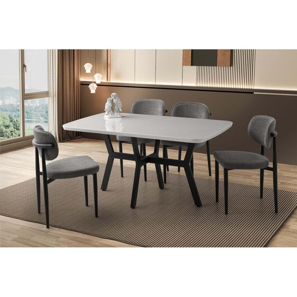 Mobilgen Açık Gri 4 Adet Siesta Sandalye Adel HG Masa Takımı