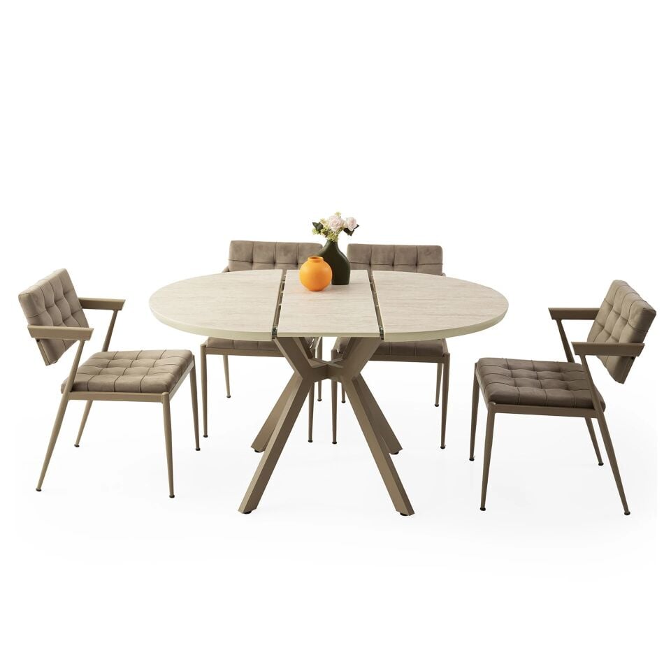 Mobilgen Sidon 4 Adet Jumbo Sandalye Hilton 100+35 Açılabilir Masa Takımı