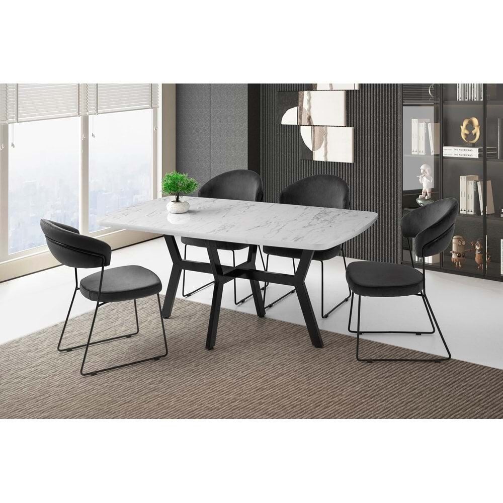 Mobilgen Marmo 4 Adet Sima Sandalye Adel HG Masa Takımı