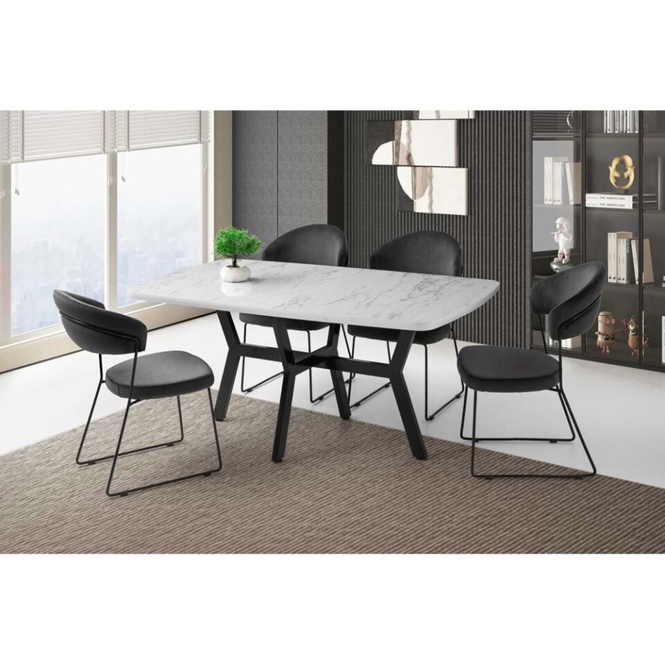 Mobilgen Marmo 4 Adet Sima Sandalye Adel HG Masa Takımı