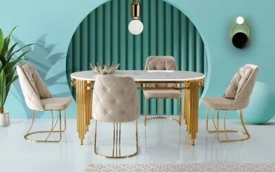 Mobilgen Marmo 4 Adet Neşe Sandalye G Mirella HG Masa Takımı