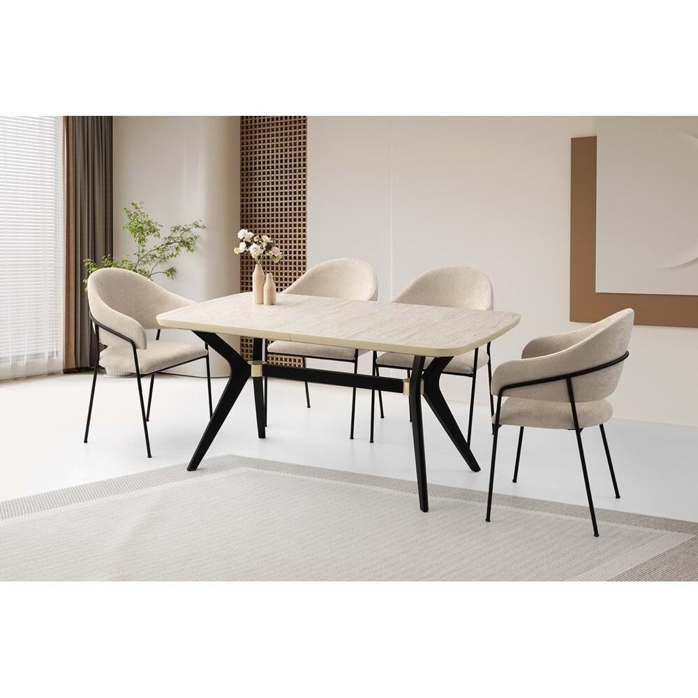 Mobilgen Sidon 4 Adet Evrim Sandalye 160+30 Anka Açılabilir Masa Takımı