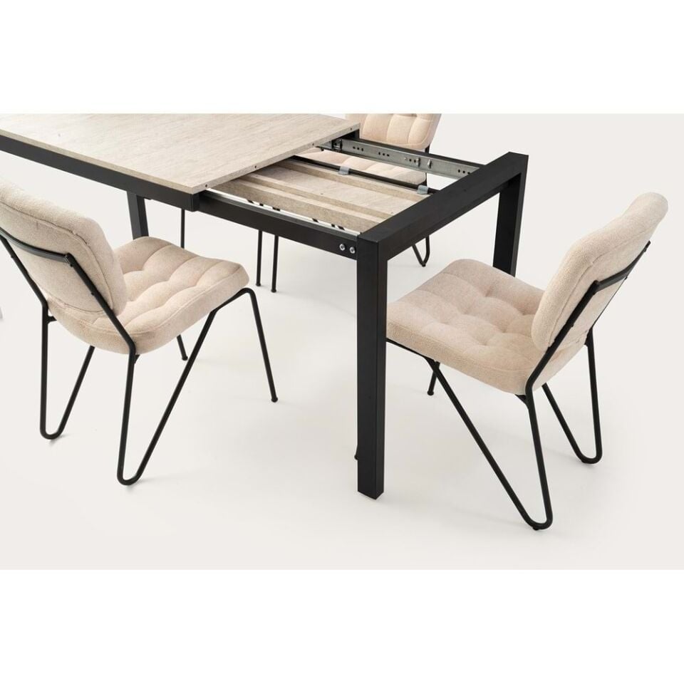 Mobilgen Irony 4 Adet Yonca Sandalye 120+60 Tuğra Açılabilir Masa Takımı