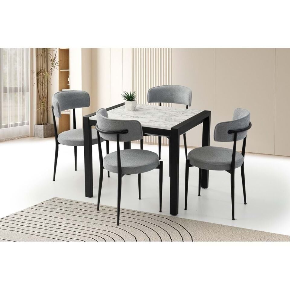 Mobilgen (Sadece Masa) Beyaz Mermer 80+40 Tuğra Açılabilir Masa