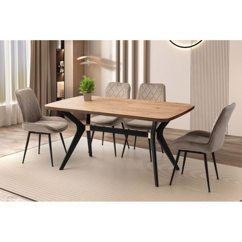 Mobilgen Diş Budak 4 Adet Fulya Sandalye 160+30 Anka Açılabilir Masa Takımı