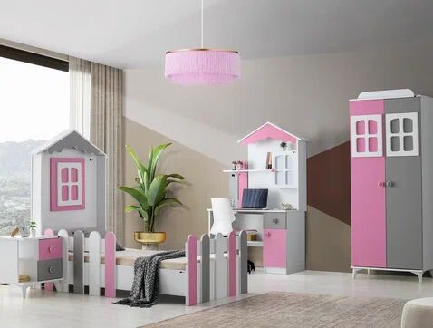 Gitar Mango 2 Kapılı Dolap Çatılı Karyola Çocuk Odası Takımı