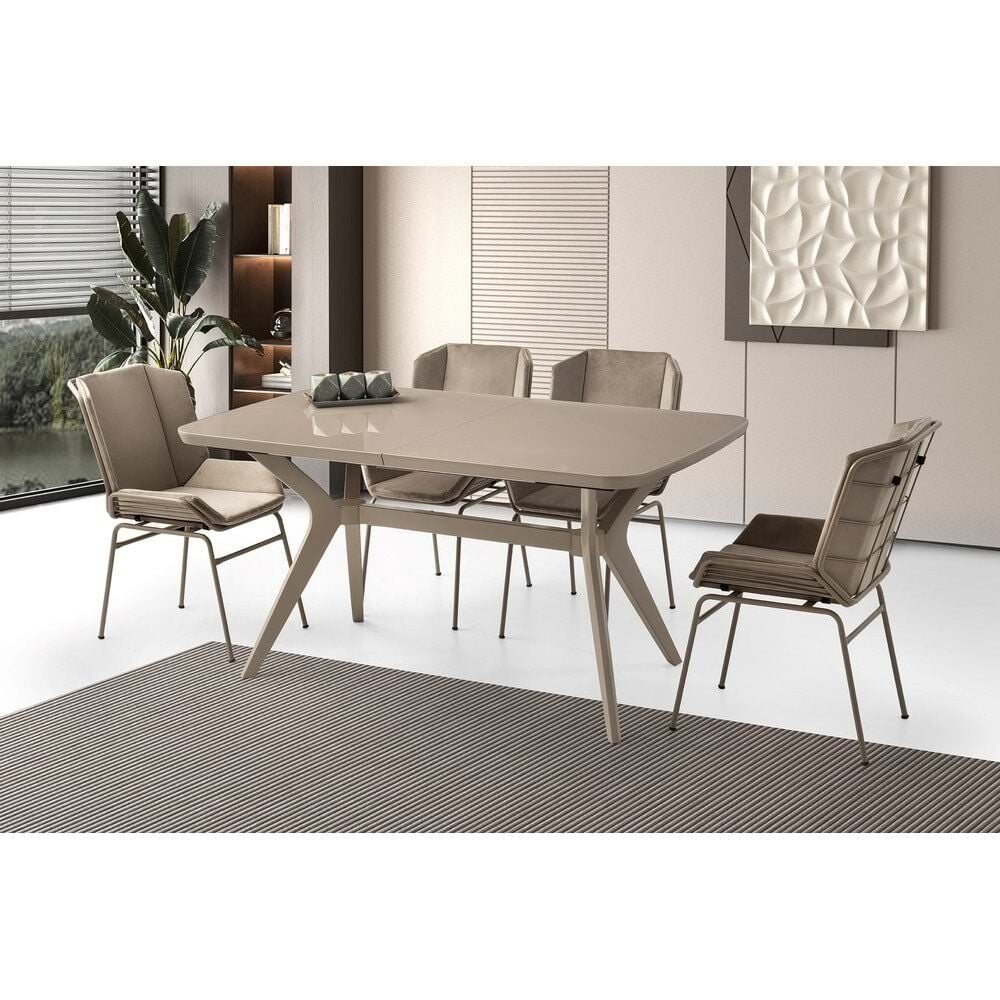 Mobilgen Cappicino 4 Adet Yonca Sandalye 160+30 Anka HG Açılabilir Masa Takımı