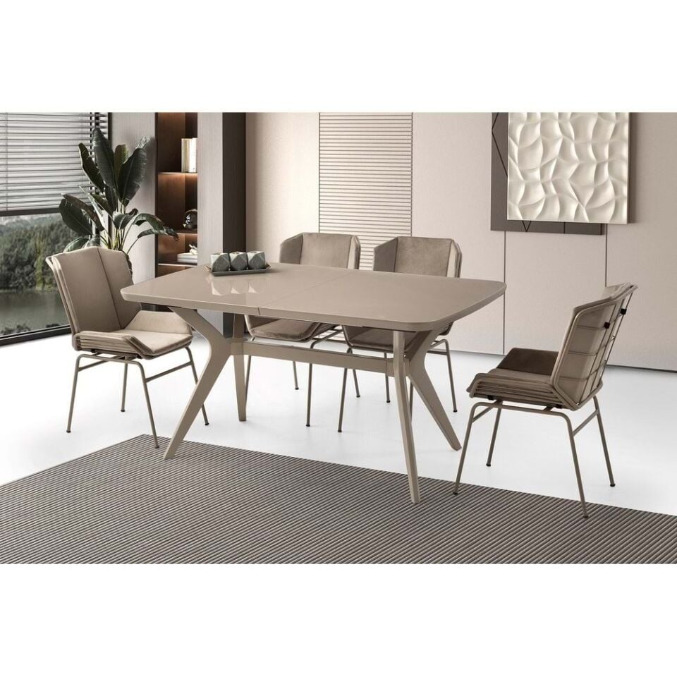 Mobilgen Cappicino 4 Adet Yonca Sandalye 160+30 Anka HG Açılabilir Masa Takımı