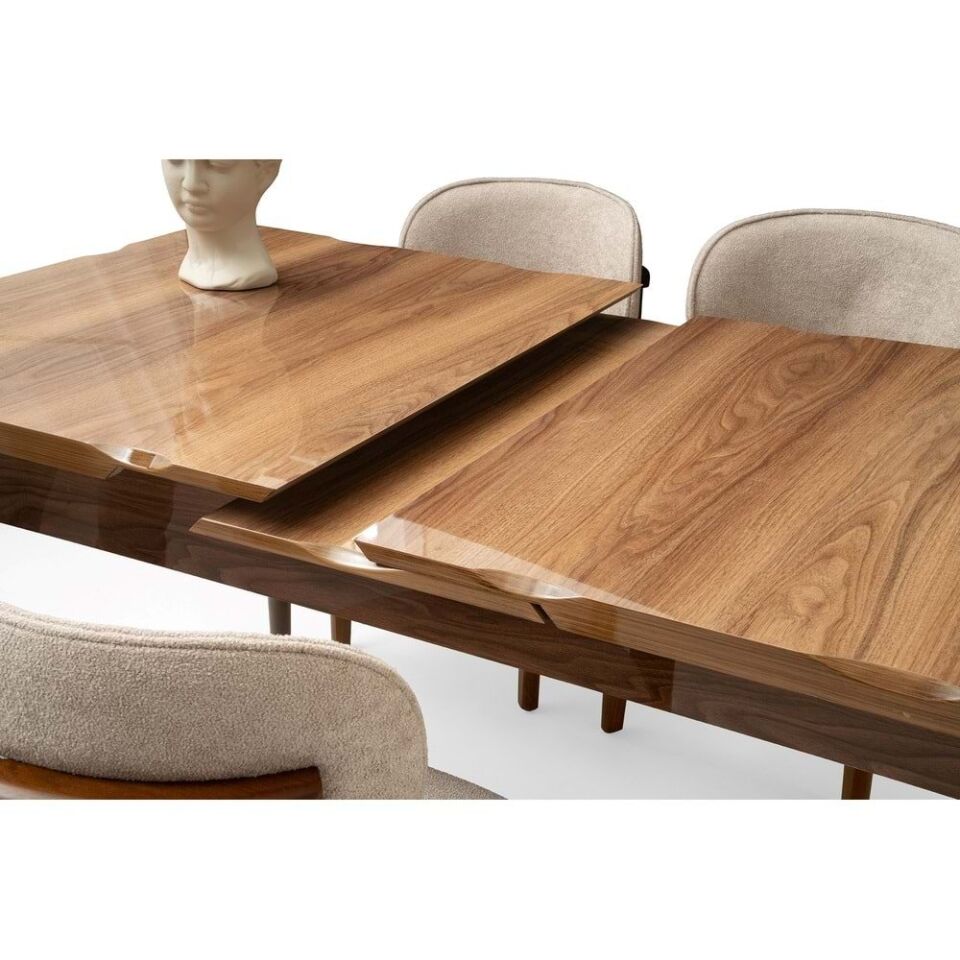 Mobilgen Marmo 4 Adet Porto Sandalye 160+37 Kelebek Kütük HG Açılabilir Masa Takımı