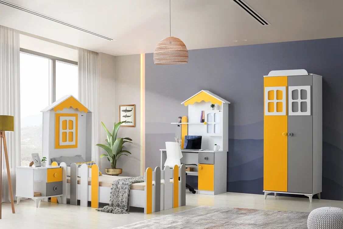 Gitar Mango Çatılı Karyola Çocuk Odası Takımı