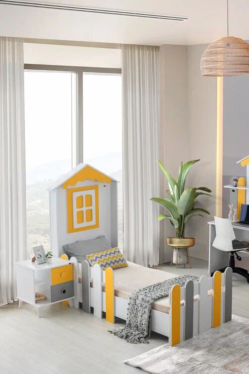 Gitar Mango Çatılı Karyola Çocuk Odası Takımı