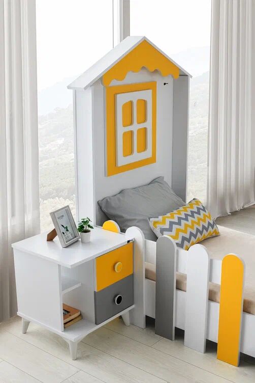 Gitar Mango Sarı - Gri 2 Çekmeceli Komidin