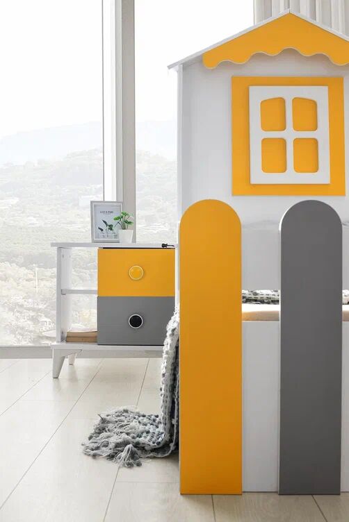 Gitar Sarı - Gri Mango Çatılı Karyola