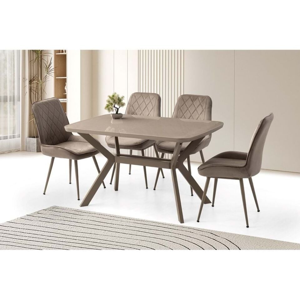 Mobilgen Cappicino 4 Adet Fulya Sandalye 130+30 Anka HG Açılabilir Masa Takımı