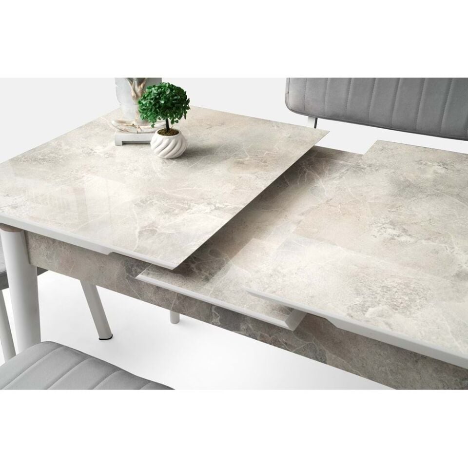 Mobilgen 4 Adet Fulya Sandalye 120+30 Kelebek Tekno kenar HG Açılabilir Masa Takımı