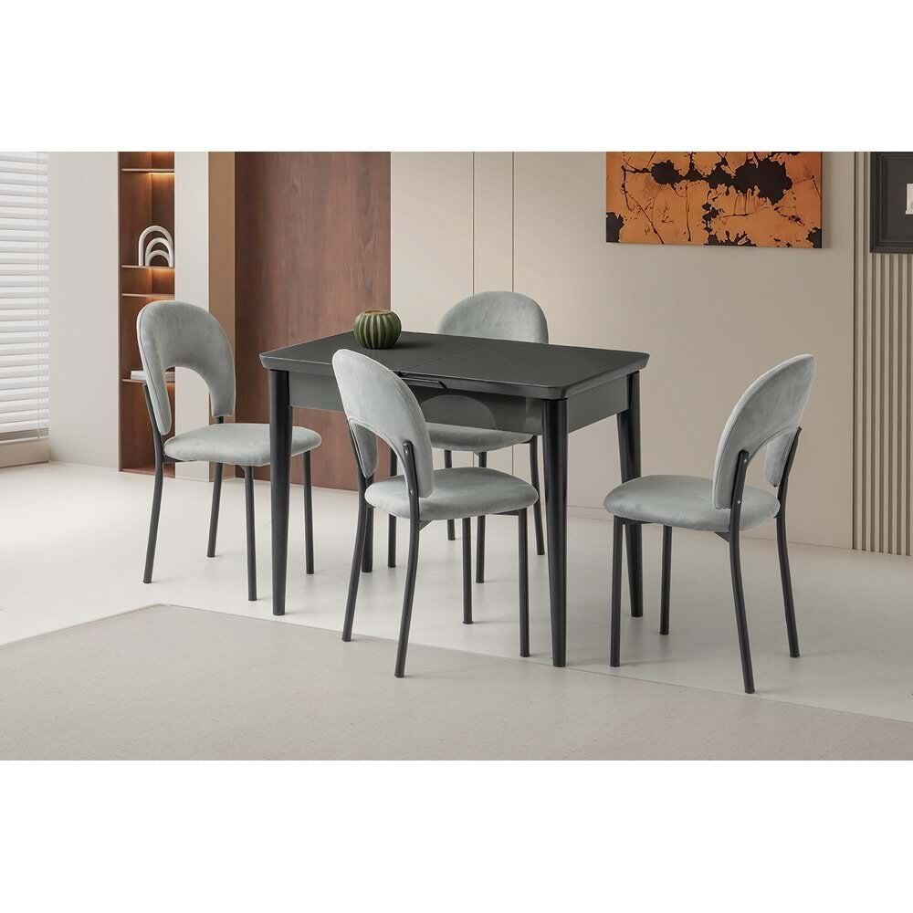 Mobilgen 4 Adet Ay Sandalye 100+25 Kelebek Tekno kenar HG Açılabilir Masa Takımı