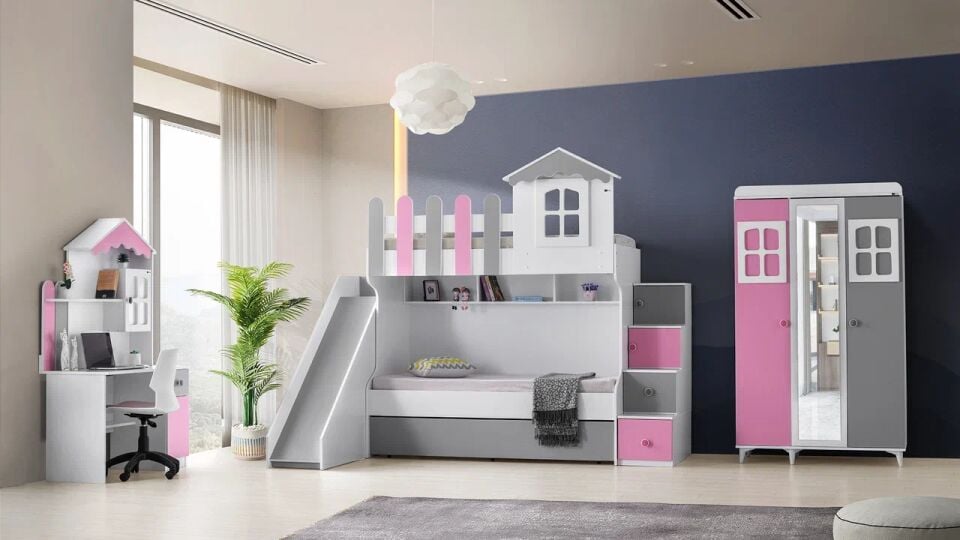 Gitar Mango Kaydıraklı Ranzalı Genç Odası Takımı