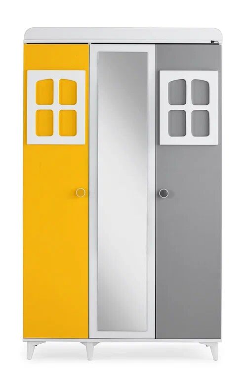 Gitar Sarı - Gri Mango 3 Kapılı Dolap