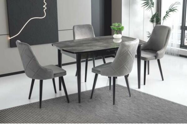 Maye High Gloss İrony Masa Exen Sandalye Masa Takımı