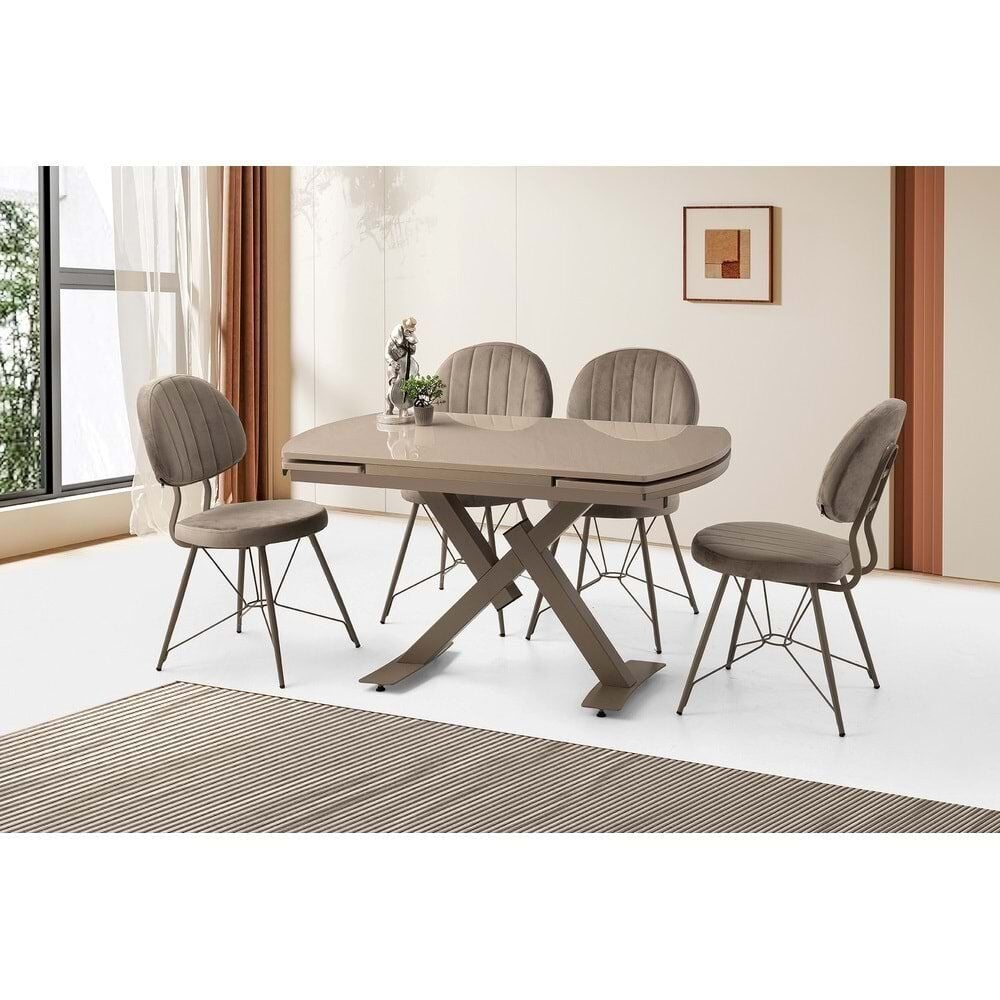 Mobilgen Cappicino 4 Adet Ahtapot Sandalye 130+52 Still HG Açılabilir Masa Takımı