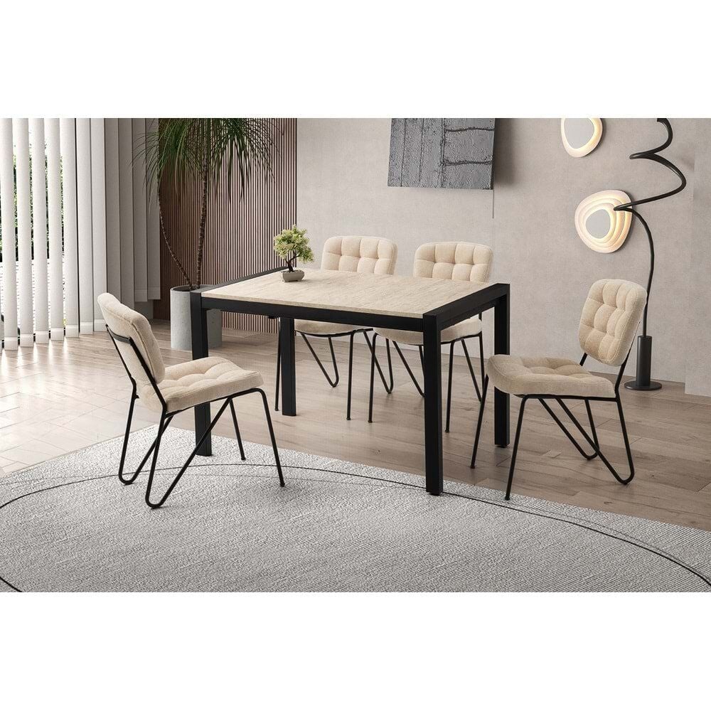 Mobilgen Sidon 4 Adet Banky Sandalye 120+60 Tuğra Açılabilir Masa Takımı