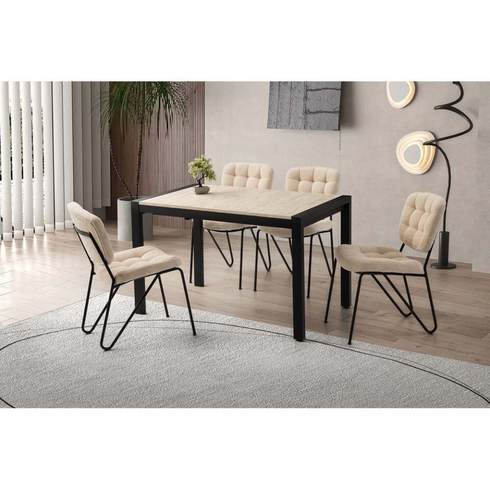 Mobilgen Sidon 4 Adet Banky Sandalye 120+60 Tuğra Açılabilir Masa Takımı