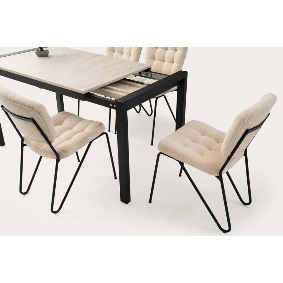 Mobilgen Sidon 4 Adet Banky Sandalye 120+60 Tuğra Açılabilir Masa Takımı