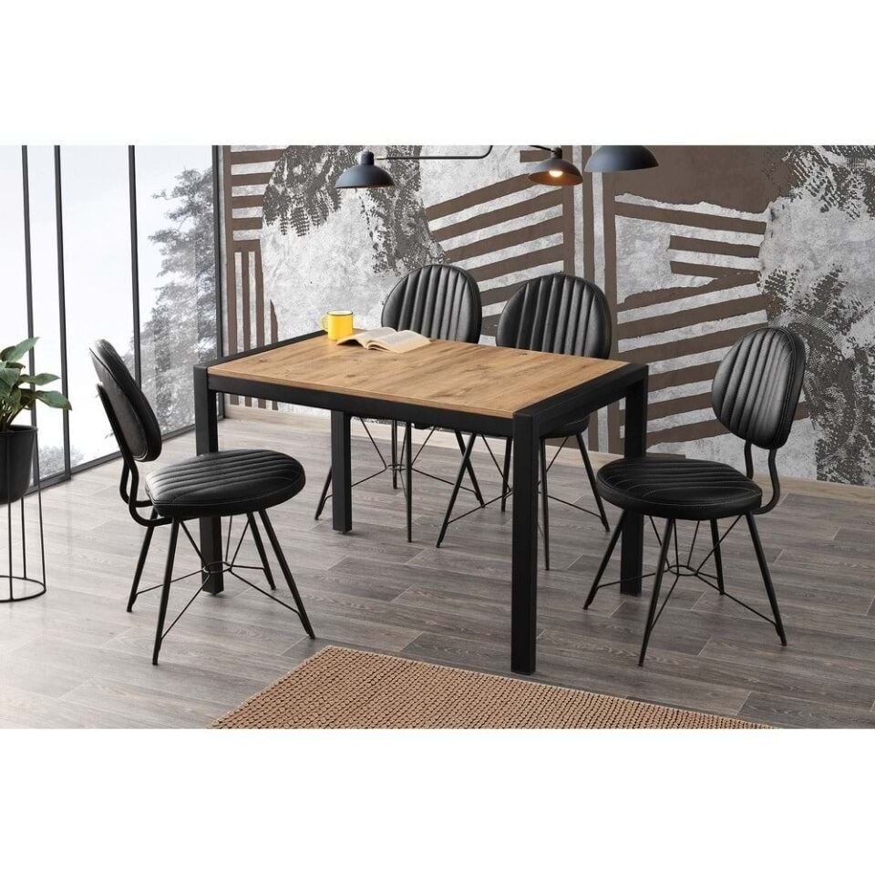 Mobilgen Diş Budak 4 Adet Ahtapot Sandalye 120+60 Tuğra Açılabilir Masa Takımı