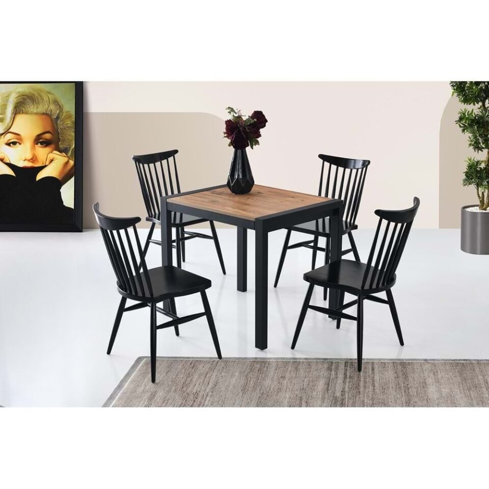 Mobilgen Diş Budak 4 Adet Diva Sandalye 80+40 Tuğra Açılabilir Masa Takımı