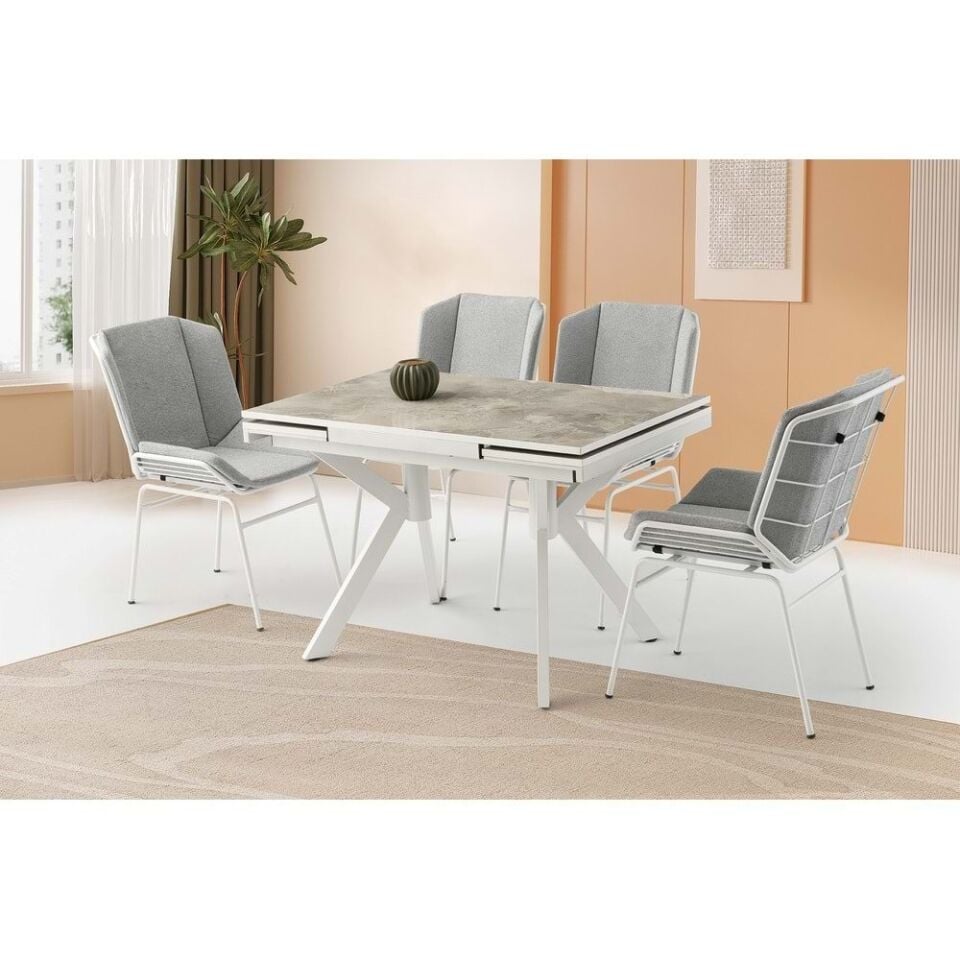 Mobilgen Rambla 4 Adet Yonca Sandalye 110+60 Petra HG Açılabilir Masa Takımı