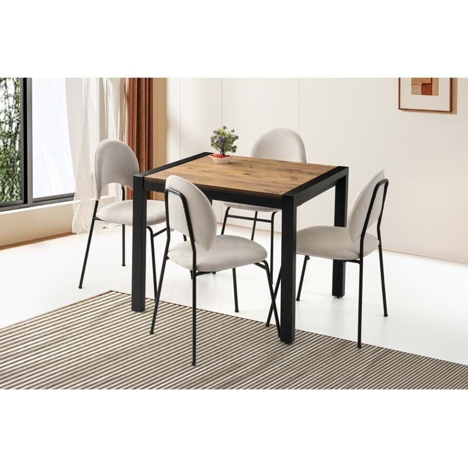 Mobilgen Diş Budak 4 Adet Suna Sandalye 80+40 Tuğra Açılabilir Masa Takımı