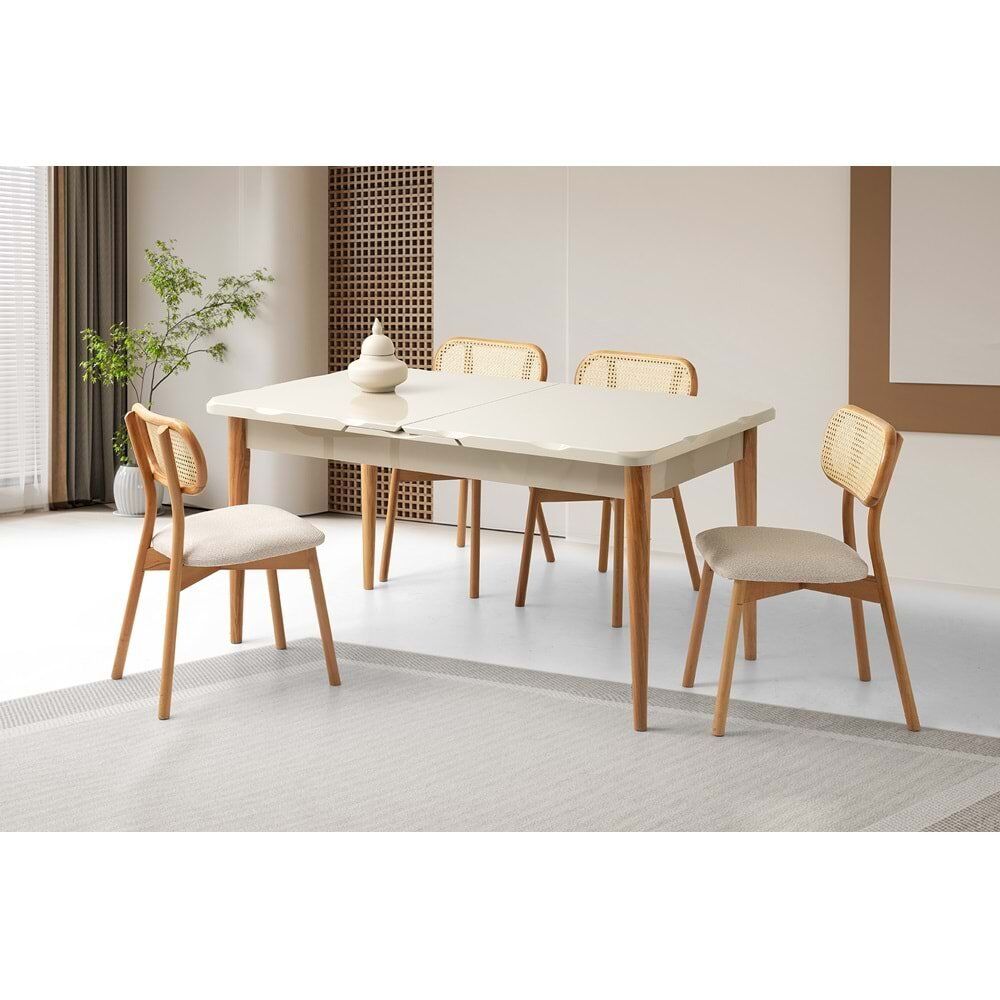 Mobilgen 4 Adet Paris Sandalye 160+30 Kelebek Kütük HG Açılabilir Masa Takımı