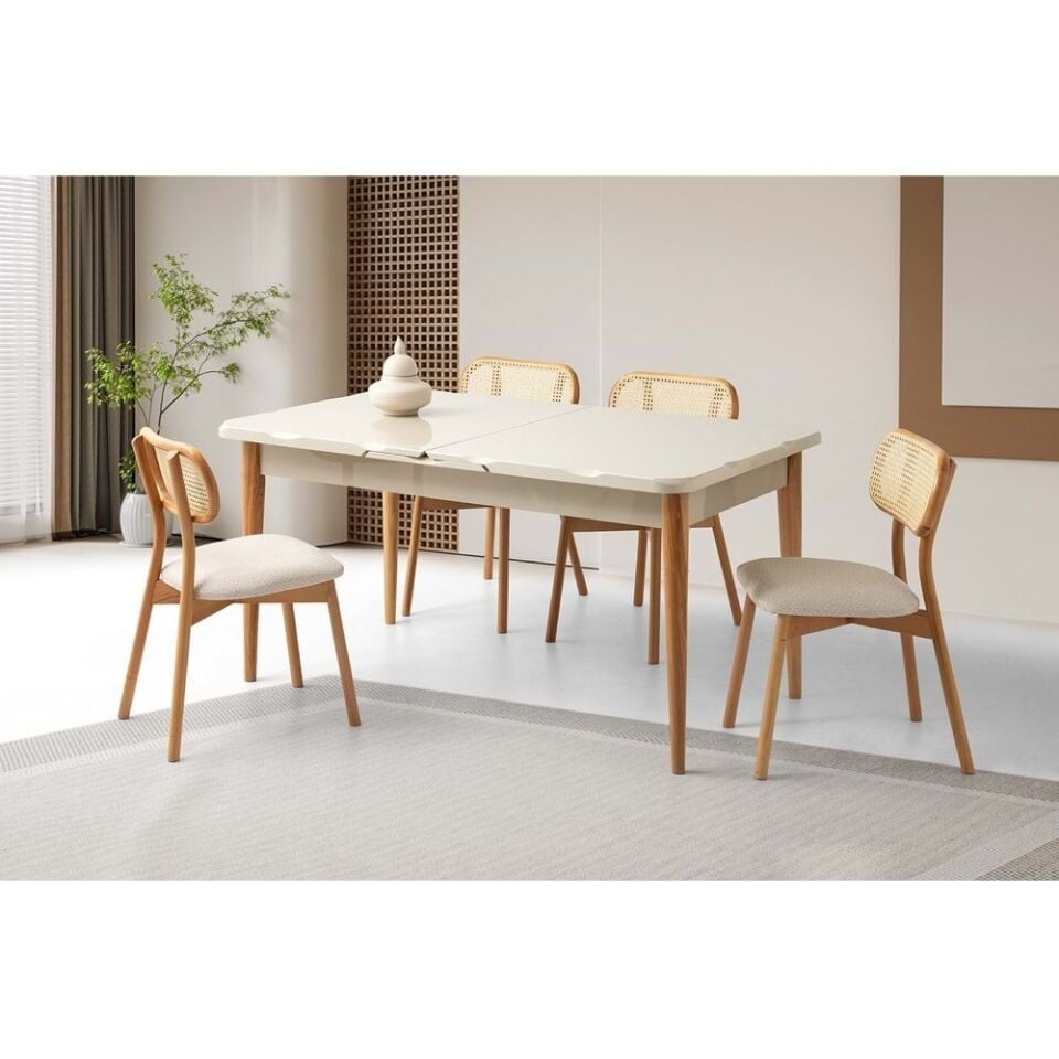 Mobilgen 4 Adet Paris Sandalye 160+30 Kelebek Kütük HG Açılabilir Masa Takımı