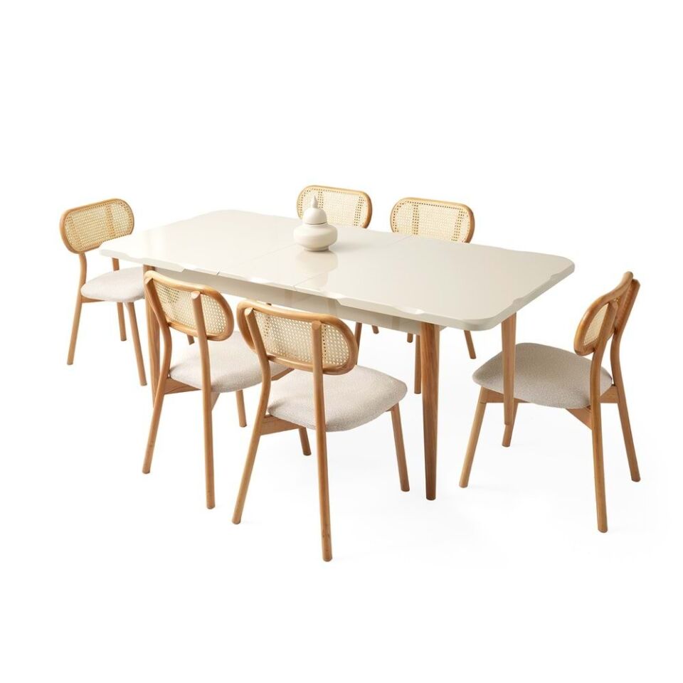 Mobilgen 4 Adet Paris Sandalye 160+30 Kelebek Kütük HG Açılabilir Masa Takımı